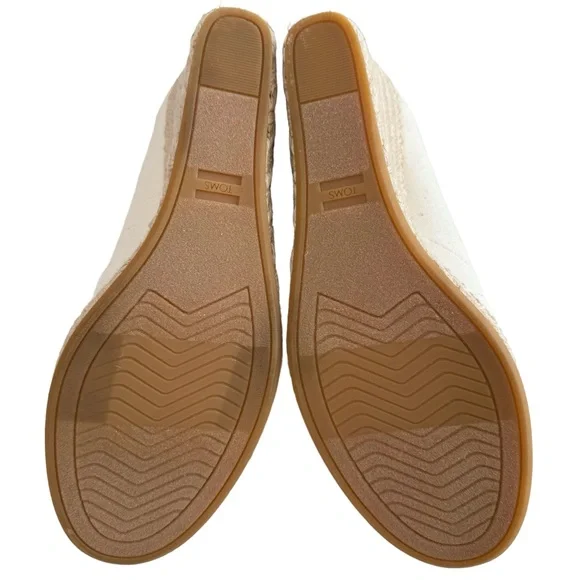 NWOT Toms Michelle Canvas Espadrille Peep Toe Wedge Pump in Natural Size 8.5 - Picture 12 of 16